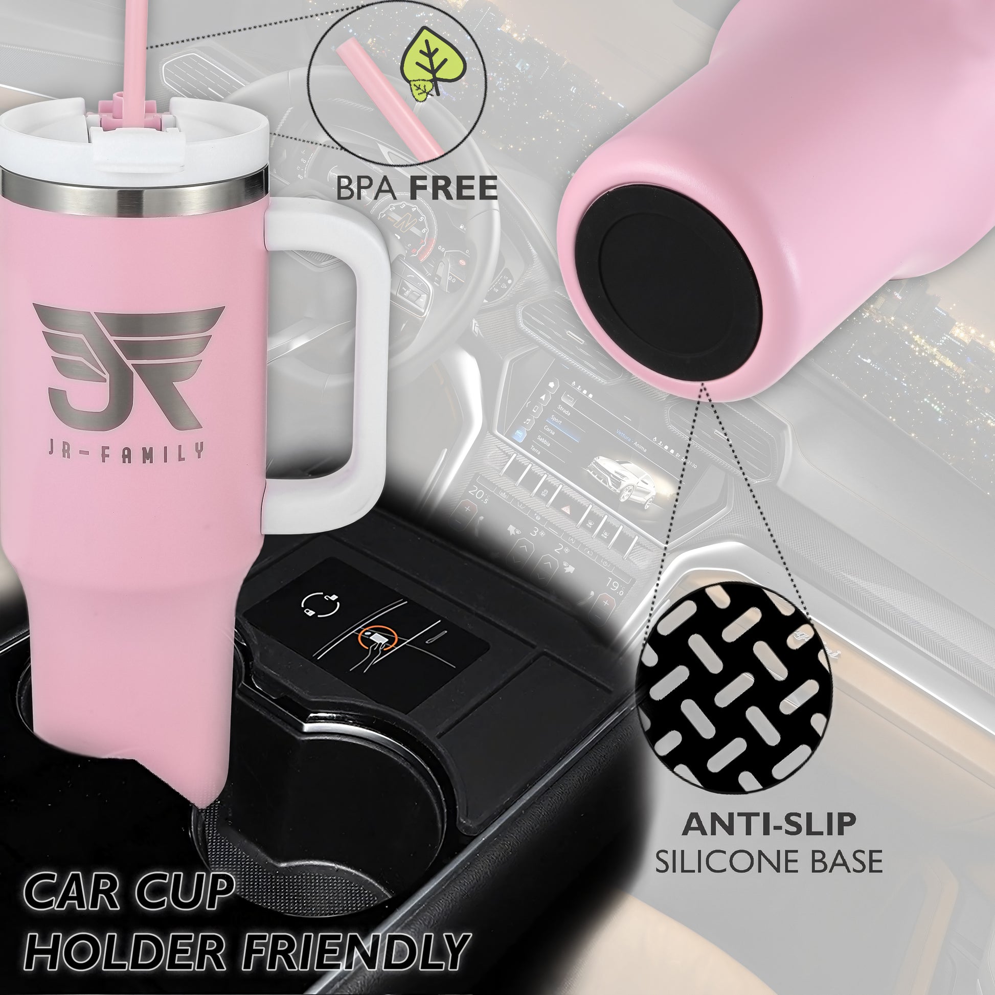 40oz Baby Pink Insulated Tumbler with Lid & Accessories