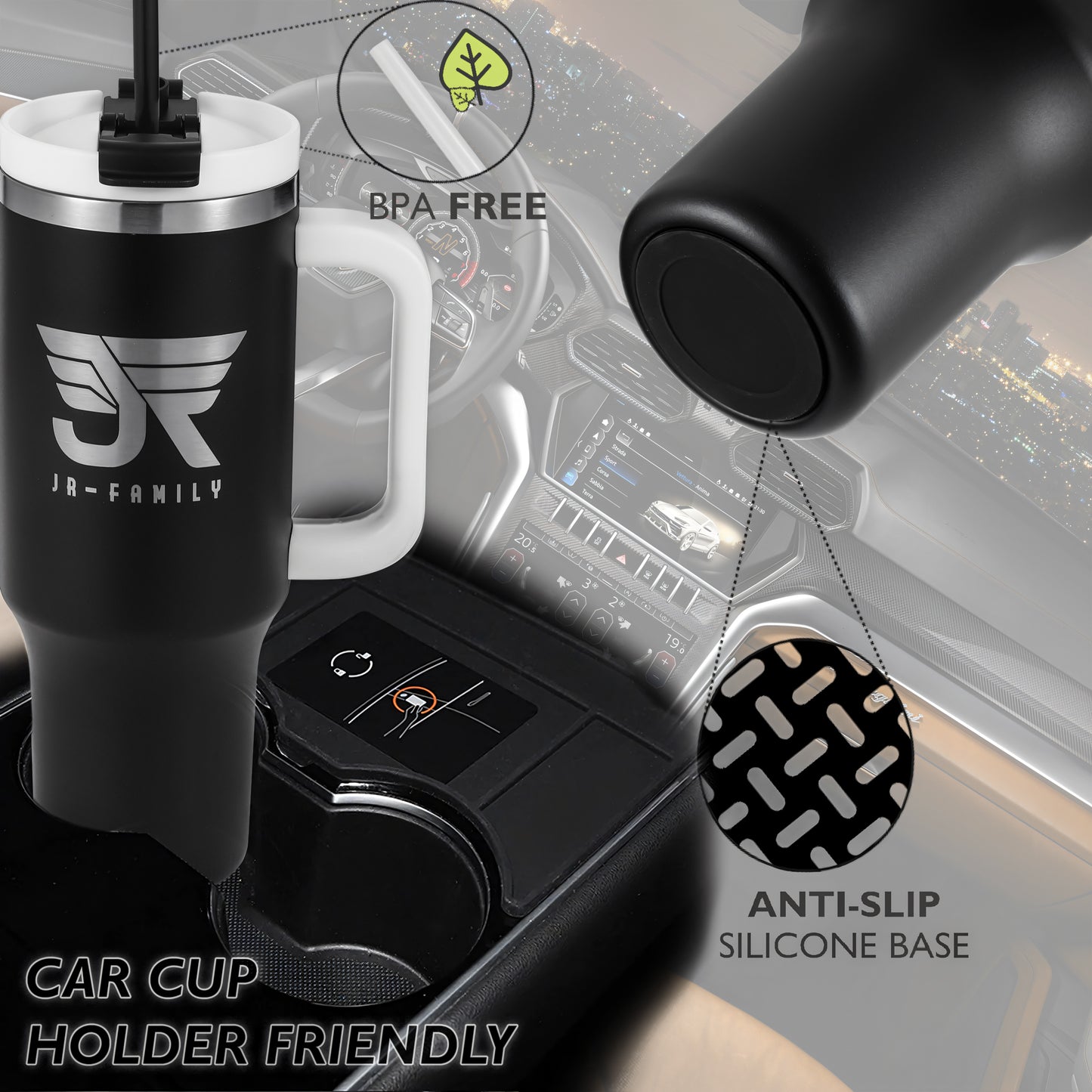 40oz Stainless Steel Tumbler with Lid - Luxury Black