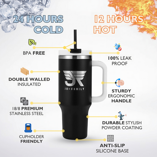 40oz Stainless Steel Tumbler with Lid - Luxury Black