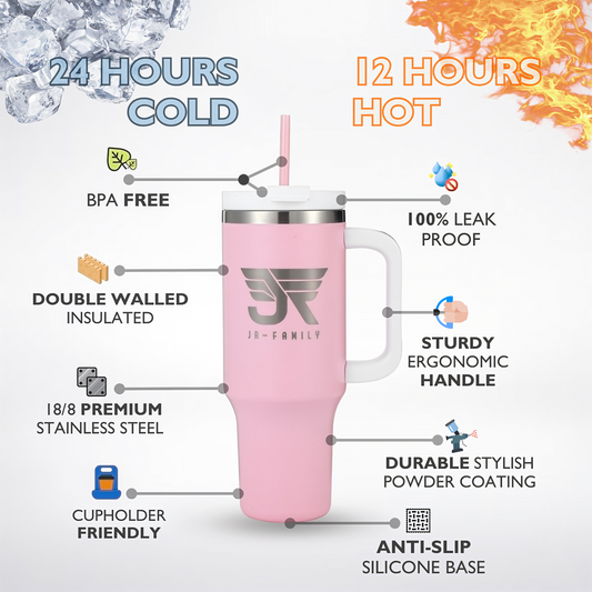 40oz Baby Pink Insulated Tumbler with Lid & Accessories