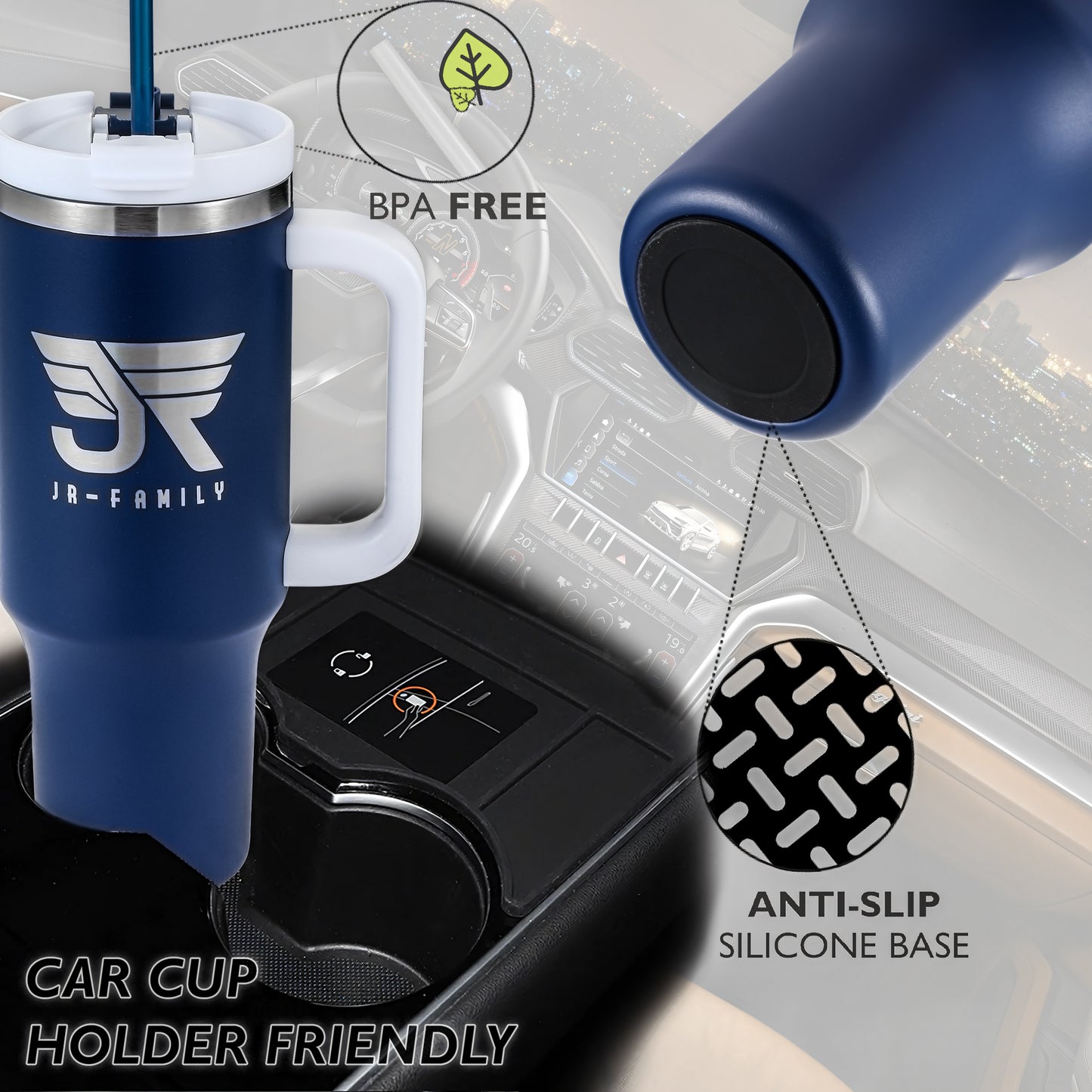 40oz Navy Blue Insulated Tumbler - Spill Proof & Durable