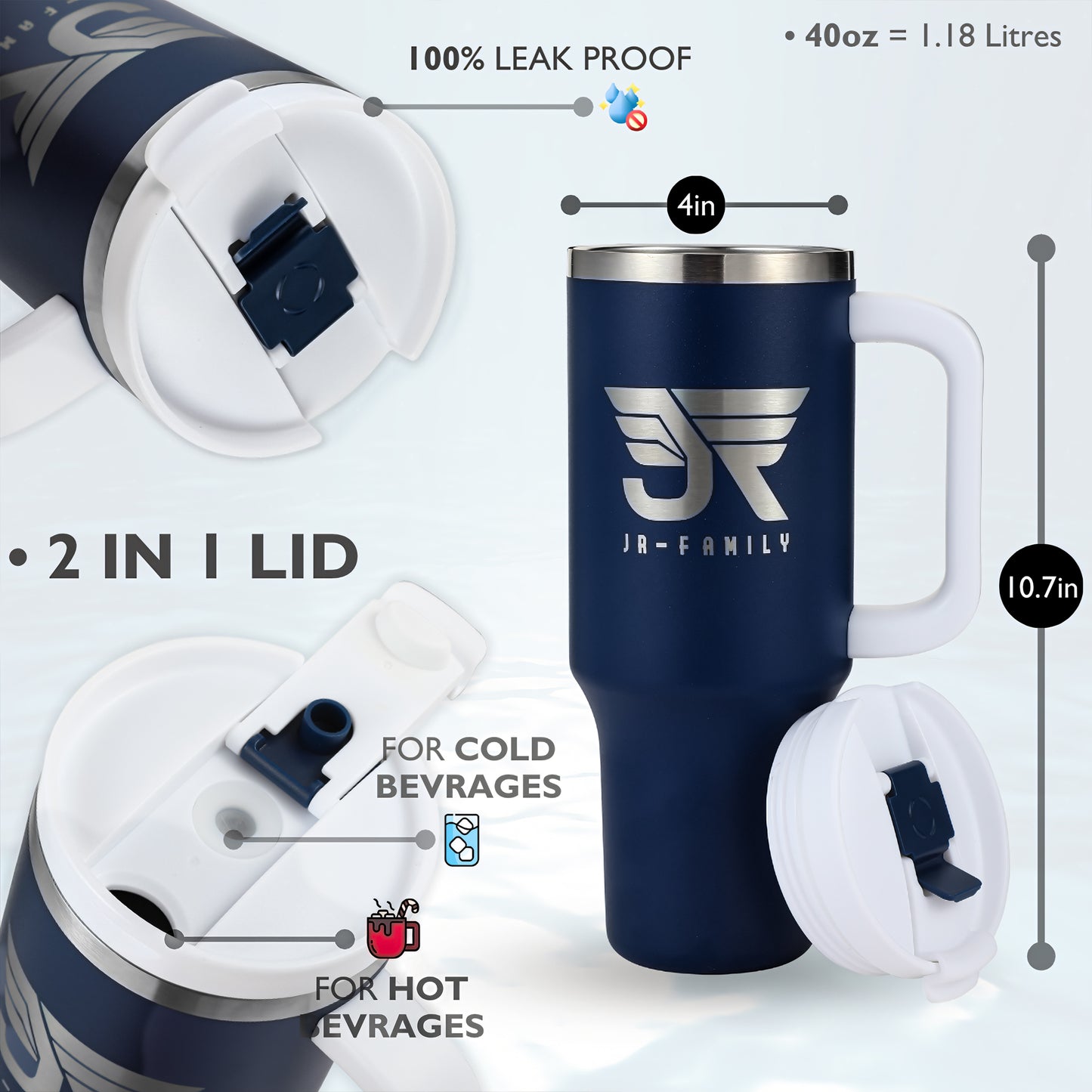40oz Navy Blue Insulated Tumbler - Spill Proof & Durable