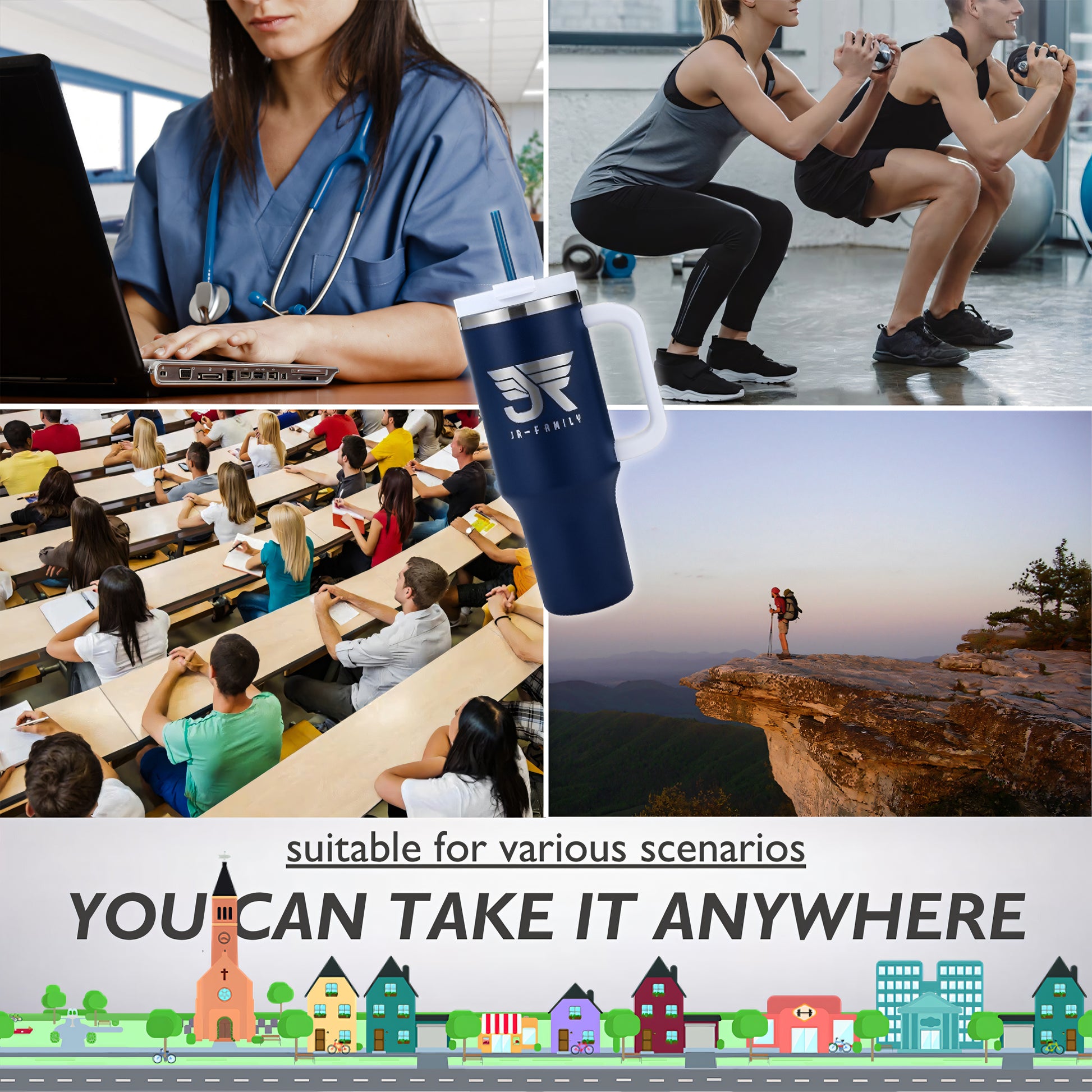 40oz Navy Blue Insulated Tumbler - Spill Proof & Durable